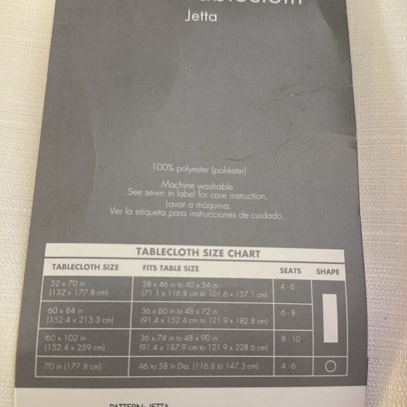 NWT tablecloth White 60x84 Essential home - Picture 4 of 4